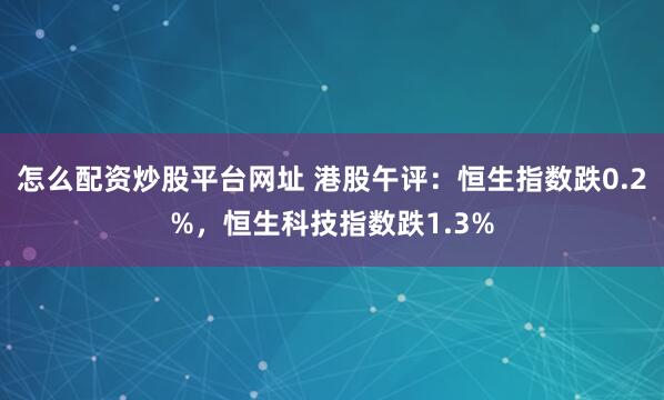 怎么配资炒股平台网址 港股午评：恒生指数跌0.2%，恒生科技指数跌1.3%